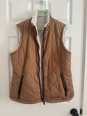 Free Country Women's Tan Quilted Sherpa-Lined Vest (Reversible NWOT)